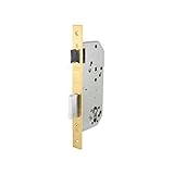 Frente estrecho de 20 mm. Tesa Assa Abloy, 203040HL, Cerradura de Embutir para Puertas de Madera 2030, frente cuadrado, Hierro latonado