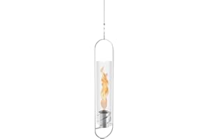 höfats - Humidificador colgante de plata 90 - Fuego flotante para interior y exterior - Farol de viento, chimenea de bioetanol, fuego de bioetanol de acero inoxidable