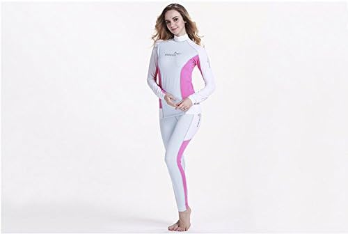 Fashion Men's Lady's Full Length Water Sports UV Sun Protect Sunscreen 2 Piece, Top and Bottom for Diving, swimming, surfing, wakeboard, Sailing, Bodyboard, Flippers, Canoe, Kayak (White, XL)