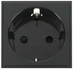 European Power Socket Euro Module. 16 Amp. Black. 50mm x 50mm