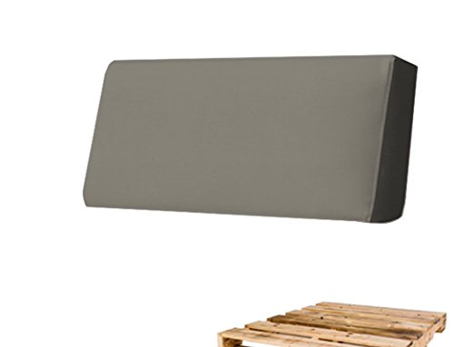 SUENOSZZZ- Respaldo de HR para palet. Enfundado en Polipiel hidrofugo Ceniza (Repelente al agua - impermeable.) Exterior e interior. 120 x 80 x 40 x 15 (Forma de cuña)