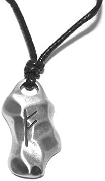 Fehu Pewter Rune Stone Pendant (Wealth, Fortune)