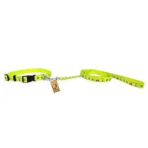 Foodie Puppies Adjustable Soft Nylon Puppy Printed Collar & Leash Set for Puppies, 15mm (Color May Vary)