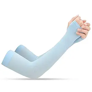 AdroitZ Sky-Blue Uv sunburn skin tannig protection Arm sleeves_1