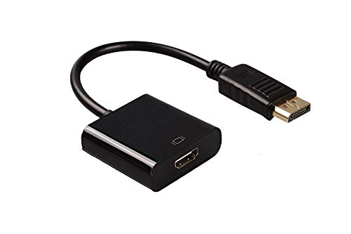 TechMax - Adaptador DisplayPort a HDMI, DP (Puerto de visualización) Macho a Hdmi Hembra para ThinkPad, Lenovo, DELL, HP, ASUS, Space Grey y Otras Marcas de DP a Hdmi, Color Negro