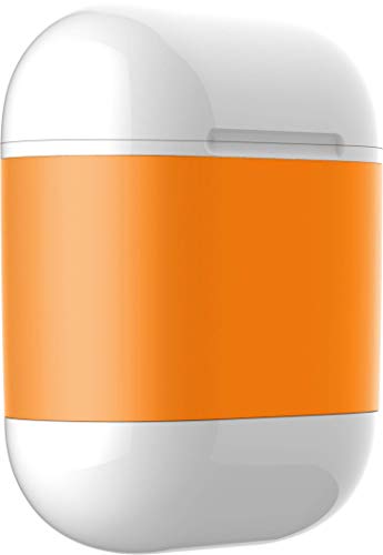 amzWOW Wireless Charging Case compatible avec AirPods, EarPods case silicone -Housse de protection Qi pour une recharge sans fil, Compatible avec toutes les plaques de charge Qi Power Charger (Orange)