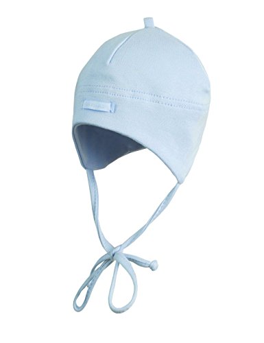 Maximo Baby-Boys Baby Hat with Strings Plain Hat, Blue (Light Blue), Newborn (Manufacturer Size:37)
