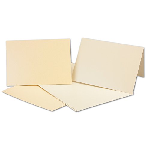 Perlmutt-Karten inklusive Briefumschläge mit Geschenkschachtel! | 50er-Set | Blanko Pastellfarben Einladungskarten aus 2 verschiedenen Cremetönen | bedruckbare Post-Karten in DIN A6 GUSTAV NEUSER C-Line - 2