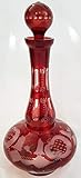 original Antik Egermann Antik Glas rubinrot Karaffe böhmisches Glas farbige Likörflasche handgeschliffen Kristallglas mundgeblasen Höhe ca. 35 cm