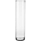 Round decorative vase in transparent glass &Oslash; 15x70 cm | Elegant and sturdy round design, perfect for floral arrangements and