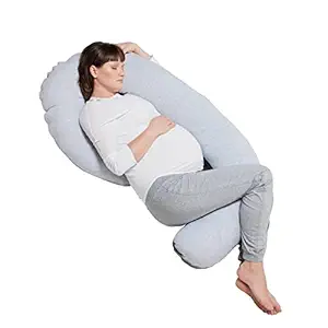 ComfySure J Shape Full Body Pillow for Pregnant Women- Hypoallergenic: Best Pain Relief Maternity Belly Support Sleep Pregnancy Cushion / Baby Nursing Pillow- For Stomach or Side Sleepers (White)