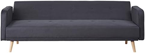 Leader Lifestyle Tokyo Sofa Bed in Luxury Black Fabric, Wood
