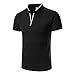 Produktbild Shangqi Herren Sommer T-Shirt Polo Kragen Slim Fit Baumwolle Basic schwarzes Männer Poloshirts Kurze Ärmel Sweatshirt Kurzarm Kurzarmshirts Herren Poloshirt Polohemd T-Shirt Shirt Mit Polokragen