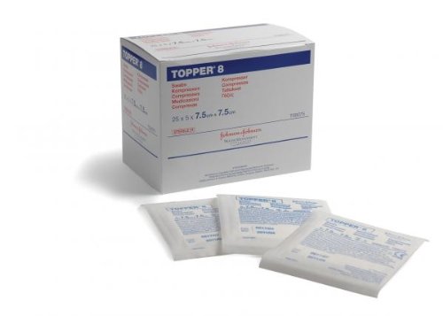Topper 8 Gauze Swabs 7.5cm x 7.5cm x125 (25 pks of 5) Sterile