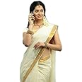 WiMO ready to wear saree, 1 minute saree, traditional Kerala kasavu saree, quality handloom cotton, running blouse with zari border