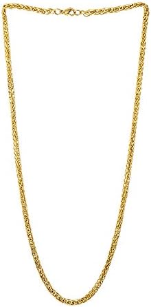 HSN Men's Gold-Tone Plated Stainless Steel Wheat Chain, 22"