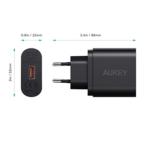 AUKEY Quick Charge 3 0 Chargeur Secteur USB 19 5W Chargeur Mural pour Samsung Galaxy S8 S8  Note 8  LG G5 G6  Nexus 5X 6P  HTC 10  iPhone XS   iPhone XS Max   iPhone XR  iPad Pro Air  Moto G4 etc 