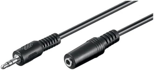 Goobay 50431 Headphone and Audio AUX Extension Cable, 3-pin, 3.5 mm, Black, 4 mm Diameter, 2 m Cable Length