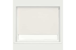 CAECUS Natural Blackout Roller Blind Metal Fittings Trimmable UV Protection Thermal Properties Premium Fabric Home Office Bedroom Kids Room Child Safe Easy Fit 120cm Width x 160cm Drop