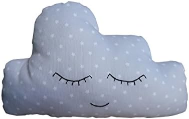 Cloud pillow Cloud cushion with embroidered eyes grey fabric with stars Children s Cushion