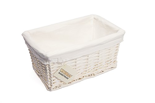 Woodluv Weidenkorb mit Futter, klein, Weiß