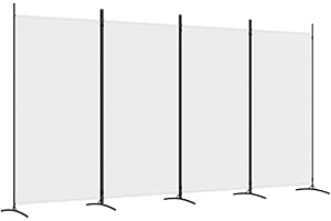 vidaXL Biombo Divisor de 4 Paneles Separador Decoración Habitación Dormitorio Oficina Pantalla Privacidad Pared Plegable de Tela Blanco
