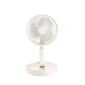 IN ONE Foldable and Portable Fan with Adjustable Height Four Level Wind Speed 6000mAh Rechargeable battery Fan (White)