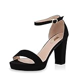  SCARPE VITA Damen Pumps Riemchensandaletten Plateau Sandaletten Elegante Sommer Party Schuhe Wildleder-Optik High Heels 170680 Schwarz 38