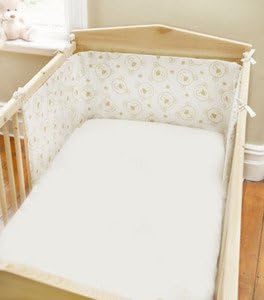 Baby Bear Cream Brown Gold Beige Teddy Padded Nursery Infant Bedding Cot Bumper