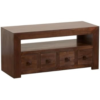 Homescapes Dakota TV DVD Corner Unit For Living Room Dark Shade Solid Mango Wood Furniture No Homescapes Dakota TV DVD Corner Unit For Living Room Dark Shade Solid Mango Wood Furniture No