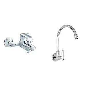 Kohler Kumin exposed Bath and Shower Wall Mixer (99460IN-4-CP)+Kohler Kumin wall mounted Kitchen Faucet (cold only) (99482IN-4-CP)