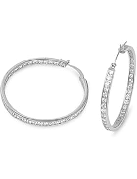 925 Sterlingsilber Creolen mit Zirkonia - Innere/Äußere Zirkonia