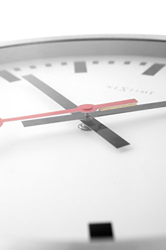 Nextime Station Wanduhr, Bahnhofsuhr ohne Ziffern, Uhr mit schleichendem Zeiger, Aluminium, Ø 35 cm, 3999 - 4