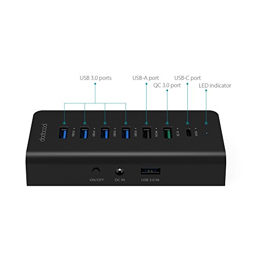 dodocool 4 Ports USB 3.0 Datenhub 3 Ladeports Datenübertragung QC 3.0 / USB A / USB C Ladefähige Geräte 60W 15V / 4A Netzteiladapter - 7