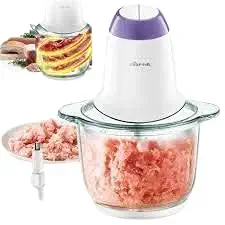 BHAVYATA? Stainless Steel and Glass Electric Meat Grinders with Bowl for Kitchen Food Chopper, Vegetables, Onion Slicer Dicer, Fruit and Nuts Blender