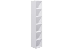 Panana 2-6 Tier Cube Bookcase, Wooden Book Shelving Freestanding Storage Unit Open Shelf For Home Office Display (White, 6 Tier)