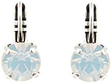 MARIANA JEWELLERY Handmade Sterling Silver Plated Leverback Hoop Earrings for Women-Crystals from Swarovski® and Natural Gemstones, White
