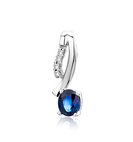 Miore Damen-Anhnger 9 Karat Weigold Blau Saphir Brillanten Wei MG9052P