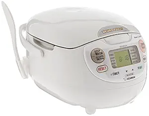 Zojirushi NS-ZCC10 5-1/2-Cup (Uncooked) Neuro Fuzzy Rice Cooker and Warmer, Premium White, 1.0-Liter