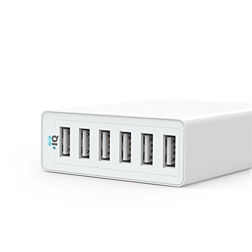 Anker PowerPort 6 (60W 6-Port USB Ladegerät) Family-Sized Desktop Ladeadapter mit PowerIQ Technologie für iPhone, iPad, Samsung, Nexus, HTC, Nokia, Motorola und weitere (Weiß) - 6