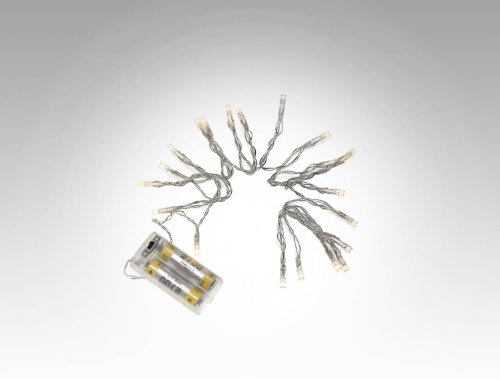 20er LED-Mini-Lichterkette, batteriebetrieben mit Schalter, leuchtet in einem warmen weiss