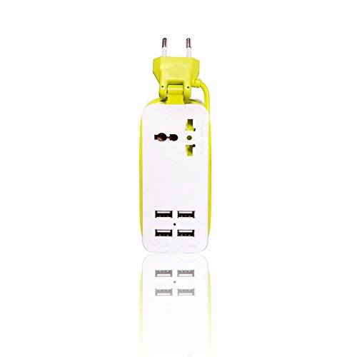 Preisvergleich Produktbild EETCK Steckdosenleiste 4 USB Anschluss Power Verkabelung Board Überlastschutz, Verlängerungskabel 1,5m für zu Hause und Reisen (EU-Plug)
