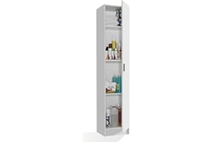 Vita - 1 Door 4 Shelf Kitchen Utility Room Modular Cleaning Cabinet (H: 180cm x W: 37cm x D:37cm) (White)