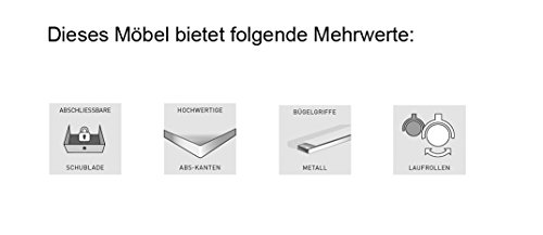 Germania 1691-58 Rollcontainer mit abschließbarer Schublade GW-Duo in der Farbe Anthrazit, 41 x 60 x 45 cm (BxHxT) - 7