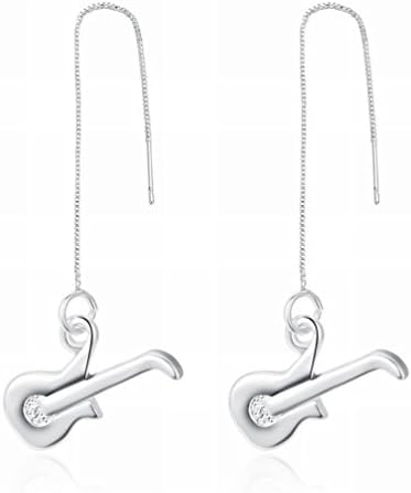 Women Exquisite Fashion Earrings Guitar Pendant Small and Exquisite / Stainless Steel / Anti-allergy / Silver Flash,Picture color