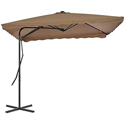Tidyard Parasol avec Mât | Parasol d'extérieur | Parasol Mural | Parasol de Jardin | Parasol Balcon de Rotatif à 360° avec Poteau en Acier 250 x 250 cm Taupe