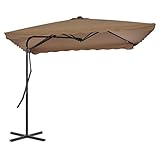 Tidyard Parasol avec Mât | Parasol d'extérieur | Parasol Mural | Parasol de Jardin | Parasol Balcon de Rotatif à 360° avec Poteau en Acier 250 x 250 cm Taupe