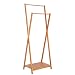 Produktbild WOLTU SR0069 Garderobenständer Kleiderständer mit 2 Stange mit Schuhablage aus Bambus Natur 60x36x156cm(BxTxH)