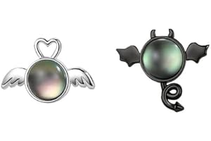 FIKUJAP 925 Sterling Silver Angel and Demon Asymétric Boucles d'oreilles en boucles d'oreilles Gradient Women