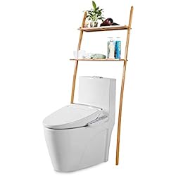 Étagère de rangement pour salle de bains en bambou avec 2 étagères - 173 x 66 x 25 cm, marron